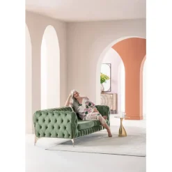 Canapé Bellissima 3-places velours vert 240cm