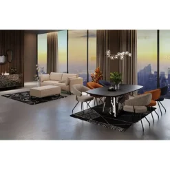 Canapé 3-places Victor tissu Beige 233cm