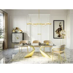 Chaise a. acc. Belle Velvet crème (2/set)