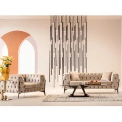 Fauteuil Bellissima velours taupe 120cm