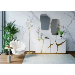 Fauteuil Water Lily doré-beige