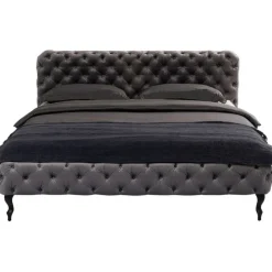 Lit Desire velours gris 180x200 cm