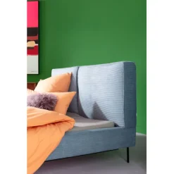 Lit East Side velours cotelé bleu 180x200cm