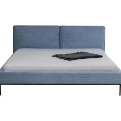 Lit East Side velours cotelé bleu 180x200cm