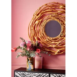Miroir mural Twiggy doré Ø121cm