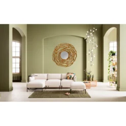 Miroir mural Twiggy doré Ø121cm