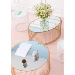 Table basse Wire Uno laiton Ø80cm