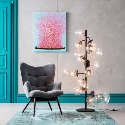 Tableau sur toile Flower Boat bleu-fuchsia 80x100