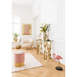 Tabouret Cherry vieux rose laiton Ø35cm